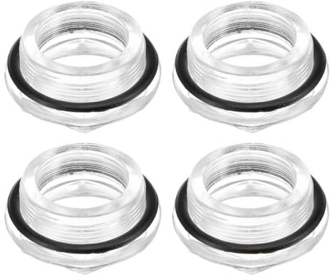 QUARKZMAN 4pz Vetro Spia Olio Compressore Aria M36 x 1.5mm Indicatore Livello Liquido Maschio Indicatore Olio Testa Esagonale Plastica O-Ring per Raccordi Compressore Aria, Trasparente