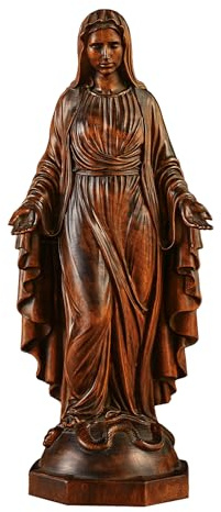 BGCOPPER Jungfrau Maria Statue aus Holz, katholische Mutter Maria, 17,8 cm | Handgefertigt, Buchenholz, christliches Geschenk, Heimdekoration