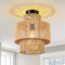 FORCOSO Deckenleuchte Rattan, Boho Deckenlampe mit 3 Lagen Natürlicher Rattan Lampenschirm, E27 Vintage Kronleuchter, Rustikal Braun Boho Lampe Decke Für Wohnzimmer Schlafzimmer Esszimmer Küche Flur