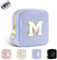 Personalisierte Kosmetiktasche Kleine Make up Tasche Cord Schminktasche Damen Tragbare Reise-Kulturbeutel für Toilettenartikel Organizer Personalisierte Initialen Geburtstag für Mädchen Blau M