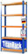 etm Schwerlastregale – Garage, Keller, Werkstatt - Steckregal, Lagerregal, Kellerregal - Hohe Traglast & Verstellbare Böden (Blau-Orange, 180 x 90 x 60 cm)