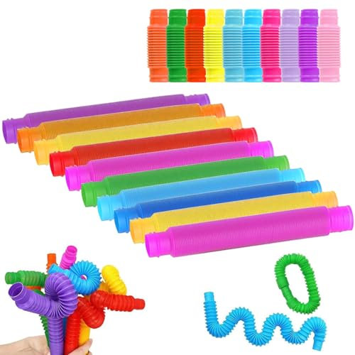 AYNKH Bunte Pop-Röhren, sensorische Dehnung, Dekompressions-Spielzeug, elastisch, lustig, sensorische Röhren, dehnbares Spielzeug für Kinder und Erwachsene, stressabbauendes Partygeschenk, 20 Stück