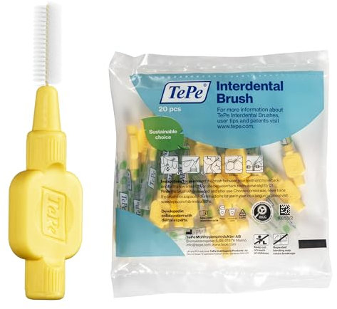 Scovolino TePe, Extra Soft, Giallo, 0.7 mm/ISO 4, 20pz, rimozione placca, pulizia interdentale efficace, per spazi medi