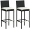 Xichuzi Garten-Barhocker mit Kissen 2 STK. Schwarz Poly Rattan, Barhocker Outdoor Wetterfest, Barstühle, Balkonstuhl, Gartenstuhl - 316668