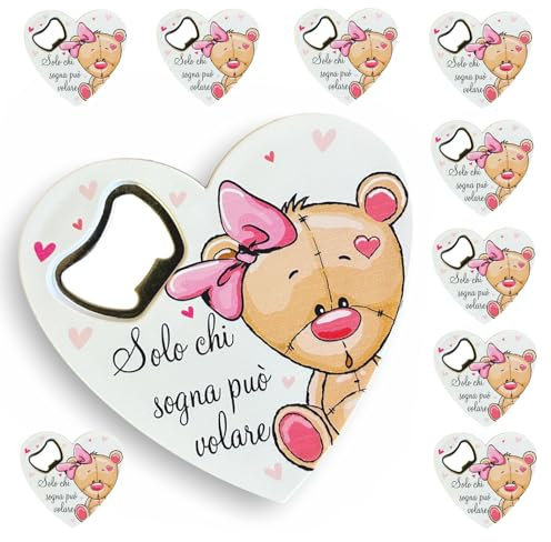 Regalami.shop set 10 bomboniere apribottiglia per Battesimo Bimba con bellissima immagine e romantica frase + 10 bigliettini a tema Personalizzati (9)