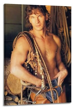 IIWERUW Patrick Swayze Poster, Wandkunst, Leinwand, ästhetisches Cover, Poster, Vintage-Musik und Filme, dekoratives Gemälde für Wohnzimmer, Schlafzimmer, 30 x 45 cm, Rahmenstil