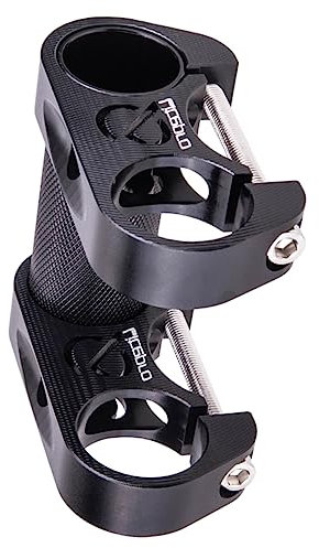 Yardwe Doppelvorbau Vorbau Klapprad Lenker Aluminium Schwarz Modifiziert Fahrrad Vorbau für Faltrad Fahrradzubehör Outdoor Fahrraderweiterung