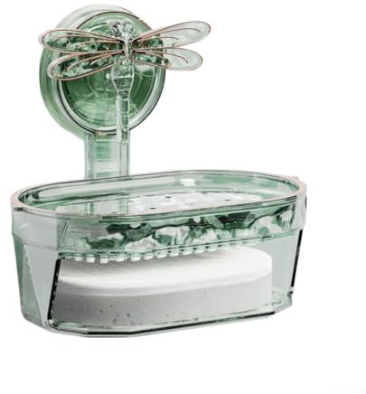 Distributeur de savon mural moderne avec brosse anti-taches intégrée (vert)