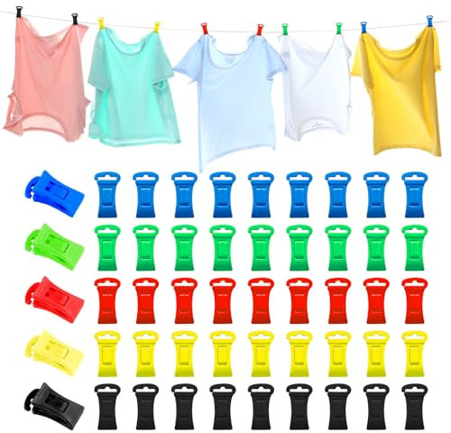 50 Stück Sockenklammern für Waschmaschine und Trockner, Sockenhalter Waschmaschinen, Sockenclips für Waschmaschine, Bunt Sockensortierer, Sockenklammern zum Aufhängen Waschen Organizer mit Haken