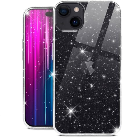 moex Sparky Case für iPhone 15 Hülle mit Glitzer Effekt aus Silikon, durchsichtige Handyhülle dünn und weich, Schutzhülle transparent glitzernd Design Cover, Klar