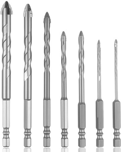 Mèche à Carrelage,7 Pièces Meche Verre,Foret à Verre, Mèches pour Carrelage en Verre,Mèches en Céramique,avec Tige Hexagonale, pour Percer des Trous en Verre Perçage Carreaux Céramique