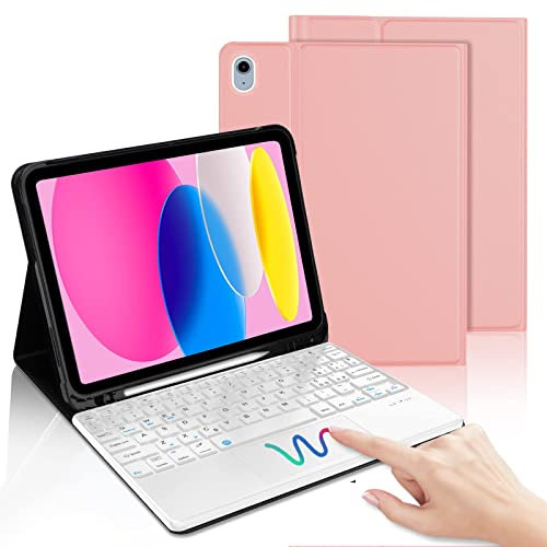 IVEOPPE Tastiera iPad 10 Generazione 10.9 Pollici 2022, Cover con Tastiera Rimovibile iPad A16 11 Gen 2025 con Trackpad, Italiano QWERTY, Custodia con Portapenna, Oro rosa