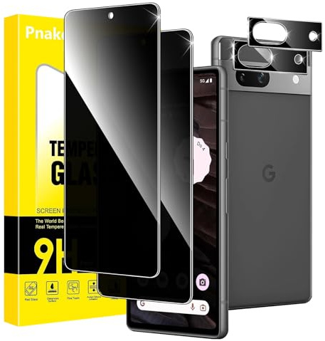 Pnakqil Verre Trempé Anti Espion pour Google Pixel 7a Protection Ecran avec Protecteur Objectif Camera,Vitre Trempe Privacy Film avec Angle de Confidentialité 28 Degrés,2+2 pièces
