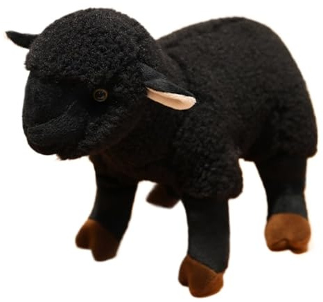 KUKUShining Schaf Plüschtier, Kuschelige Stofftier Lammpuppen Weiche Flauschige Plüschtiere for Geburtstagsgeschenke for Kinder Und Erwachsene(Black)