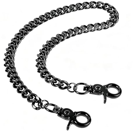 Wjelet 60cm Black Belt Chain Black Clip Heavy Duty Metal Key Chains for Men Trouser Chain Hip Hop Punk Jeans Chains Jean Pant Purse Biker Motorcycle Handbag Men