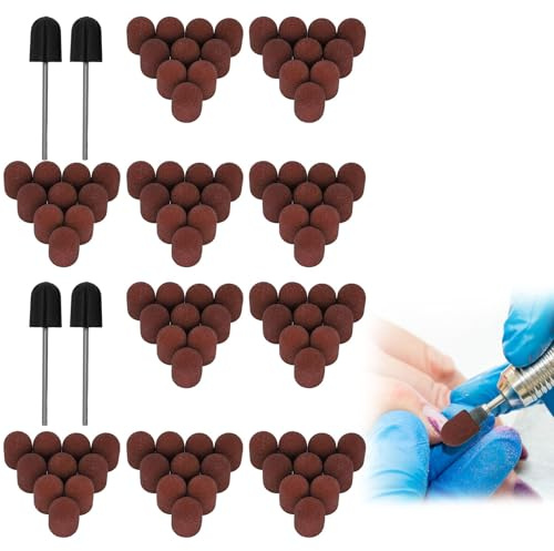 100 Stück Nagelfräser Aufsätze mit 4 Schleifwellen, 10mm Schleifkappen für Maniküre und Pediküre, Für Elektrische Nagelpflege Geräte