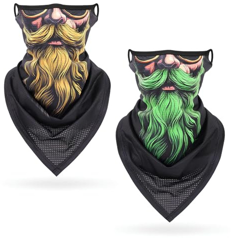 Cosswe 2 Stück Multifunktionstuch Gesichtsmaske Sonnenschutz Maske Herren Damen Motorrad Mundschutz Halstuch Sturmhaube Atmungsaktive Sturmmaske Outdoor Motorradmaske Schnelltrocknend