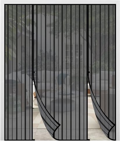 Mosquitera magnética para puerta, 200 x 240 cm, mosquitera para puerta doble, sin necesidad de taladrar, protección contra insectos para puerta corredera de balcón, resistente a roturas, imanes
