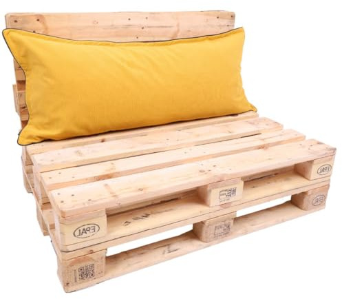 TexDeko® Cord Rückenkissen 120x43x20 cm Rückenlehnenkissen Gelb | Weicher Cordstoff, wasserabweisend, UV-beständig, waschbarer Bezug, Indoor & Outdoor Palettenpolster, 320 g/m² Stoffgewicht