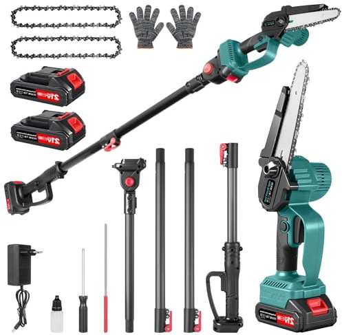 2-in-1 Cordless Pole Saw & Mini Chainsaw, 8 Inch Adjustable Length High