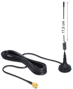 DELOCK Antenne GSM UMTS SMA 3 dBi Omni starr schwarz Standfus 2m