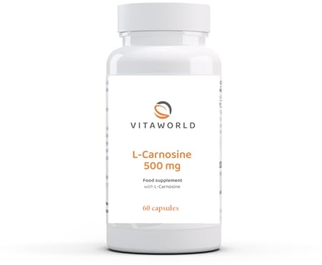 Vita World L-Carnosine 500mg 60 Capsules Made in Germany l Vegan l Highly-dosed l Amino Acid l 500 mg carnosine/Capsule