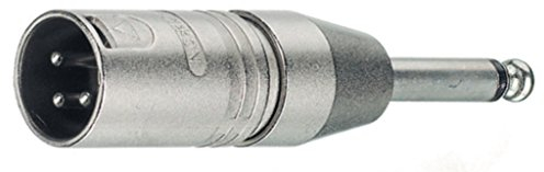 Neutrik 3 Pin XLR Male to Mono Jack Plug Adaptor, 6.35 mm, Silver