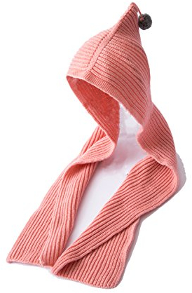 UK_Stone Unifarbe Mutter und Kinder Gestrickt Kapuzenschal Schal Mütze Set (Kinder_Pink)