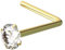 Monster Piercing 9K broche or jaune Set 2MM rond CZ Pierre 22 Gauge L Bend nez Stud Piercing