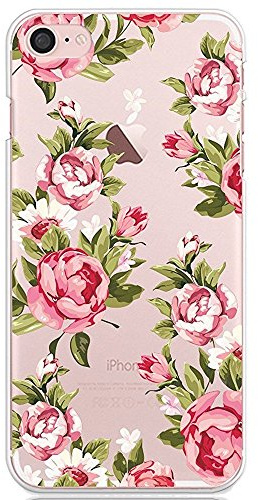 CrazyLemon Coque pour iPhone 7 Plus/iPhone 8 Plus, de Protection Cartoon Case Cover Slim TPU Silicone Transparent Souple avec Bouchon Anti-poussière pour iPhone 7 Plus / 8 Plus 5.5 - Petite Rose