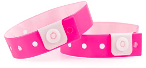 Set mit 100 Kunststoff-/Vinylarmbändern für Veranstaltungen, individuell anpassbar und wasserdicht (pink)