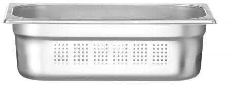 HENDI Gastronormbehälter, Temperaturbeständig von -40° bis 300°C, Heissluftöfen-Kühl- und Tiefkühlschränken-Chafing Dishes-Bain Marie, perforiert, 4L, GN 1/3, 325x176x(H)100mm, Edelstahl 18/10