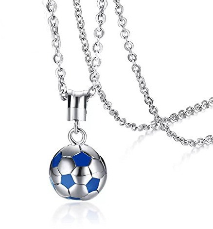 AILUOR Classic Football Soccer Ball Pendant Necklace, Fashion Stainless Steel Enamel Football World Cup Jewelry for women men Girls Gift, 20”