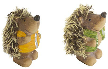 DARO DEKO Keramik Figur Igel 2 Stück - grün und gelb 5 x 8cm