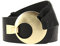 FASHIONGEN - Ceinture large femme boucle ronde croisé VANESSA - Noir (Boucle doré), Small à Large/pantalon 35 à 45