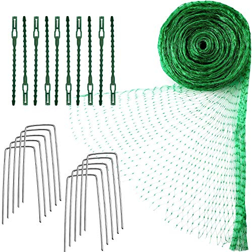 Boao Bird Netting for Garden Protect Fruit and Vegetables Plant Trees 13.1 x 32.8 ft Netting with Cable Tie and U Shaped Garden Peg Against Deer Squirrels Other Animals(Green, 4 x 10 M)