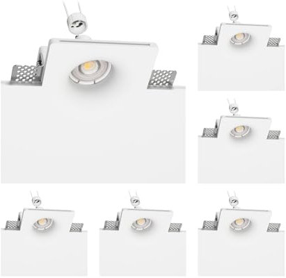 ledscom.de 6 Stück LED Gips Einbaustrahler GIEDI DIY, inkl. GU10 Lampe 468lm 30° warm-weiß