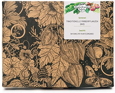 Traditionelle Färberpflanzen (Bio) - Samen-Geschenkset mit 4 alten Wildpflanzen für die Farben: rot, blau, gelb & braun