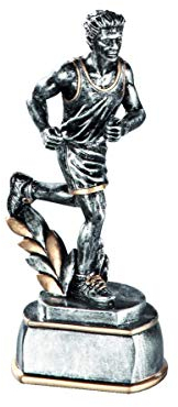 Henecka Leichtathletik-Pokal, Resinfigur Leichtathletik, Silber mit Gold, mit Wunschgravur, Größe 15,5 cm