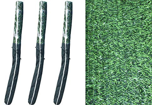 ADO - Seto Artificial Decorativo Ignífugo | 3m Largo x 2m Alto, Verde | 90 Varillas, 80% Ocultación (3- Rollos seto 3x2)