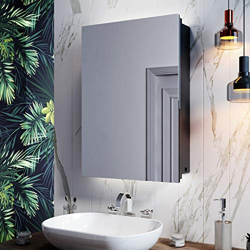 ELEGANT Led Illuminated Bathroom Mirror Cabinet Wall Mounted with Shaver Socket & Button Switch 500mm x 700mm For Makeup Cosmetic Shaver Charging