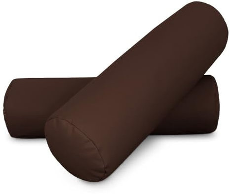 Happers Nackenrolle 2er-Pack 50x15cm aus Kunstleder Braun. Nackenkissen zur Linderung von Haltungsschmerzen oder zum Schlafen