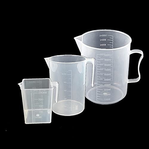 Surflyee Plastic Measuring Jugs Set, 3-Piece, Transparent, 250ml, 500ml, 1000ml, Heat-Resistant, BPA-Free, Kitchen Measuring Jugs
