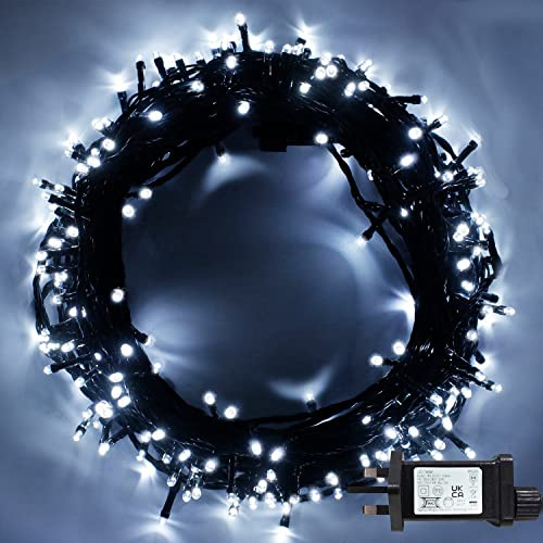String Lights Cool White - 49ft/15m 120 LEDs Memory Function 8 Modes Extendable Waterproof IP44 Outdoor Indoor Decoration Fairy Twinkle Christmas Lights for Xmas Tree Halloween Yard Garden Wedding