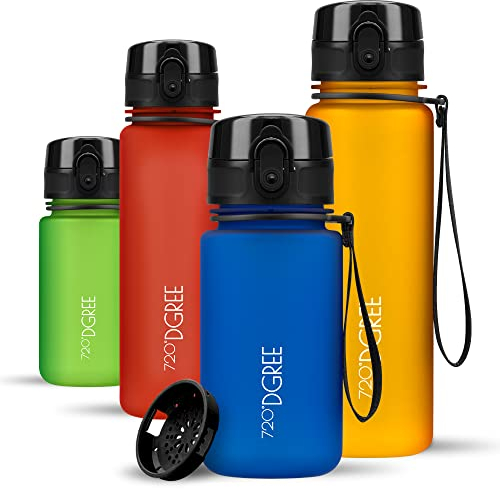 720°DGREE Botella Agua Niños 350ml “uberBottle“ - Tamiz-Fruta, softTouch - Sin BPA, Prueba de Fuga, Reutilizable - Cantimplora ligera - Water Bottle ideal para Escuela Infantil, Niña, Joven, de 3 Años