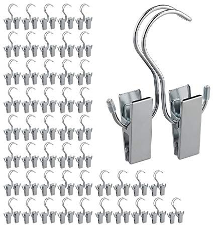 Relaxdays 50 x Stiefelklammern im Set, doppelte Klemme, gummiert, Aufbewahrung Stiefel & Mützen, Eisen, Stiefelbügel, Silber