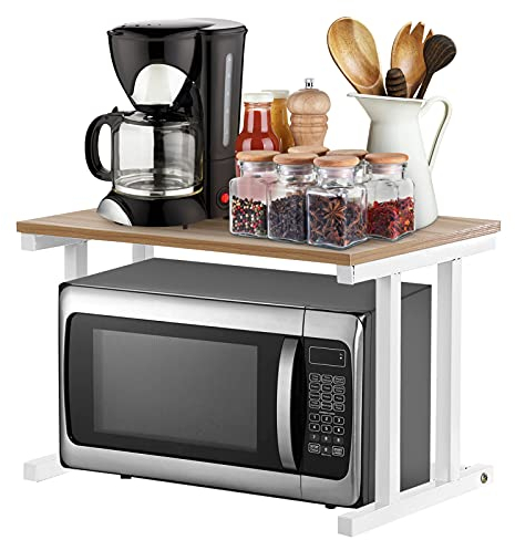 Ejoyous Scaffale per forno a microonde a 2 strati, scaffale da cucina da banco, organizer multifunzionale per ripiani da cucina, per fornelli, per fornelli, casa, ufficio, 57 x 38 x 38 x 38 cm