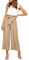 FANCYINN Damen 2 teiliges Crop Pants Set mit weitem Bein Wide Strap V-Ausschnitt Tank High Waist Cropped Paper Bag Hose mit Gürtel Khaki S