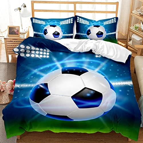 Bettwäsche 135x200 cm 3 Teilig bettwäsche Biber Fußball Bettwäsche Set mit Reißverschluss Vintage Bettbezug mit 2 Kopfkissenbezüge 80x80 Weihnachten Geschenk