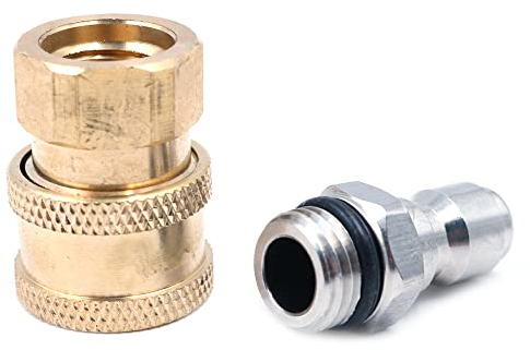 ZONADAH 1 Set Quick Connector Pressure Washer Fittings, M14 Female Thread Tap Connector & Male Thread Brass Quick Connector, 1/4 Pressure Washer Adapter Set